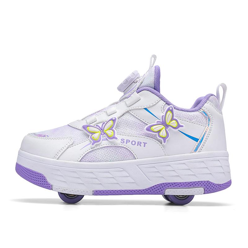 

Boy s Rotating Button Four Wheel Skate Roller Shoes Roller Skating Removable Student Skating Shoes Kid Shoes with Wheels 40 фиолетовый