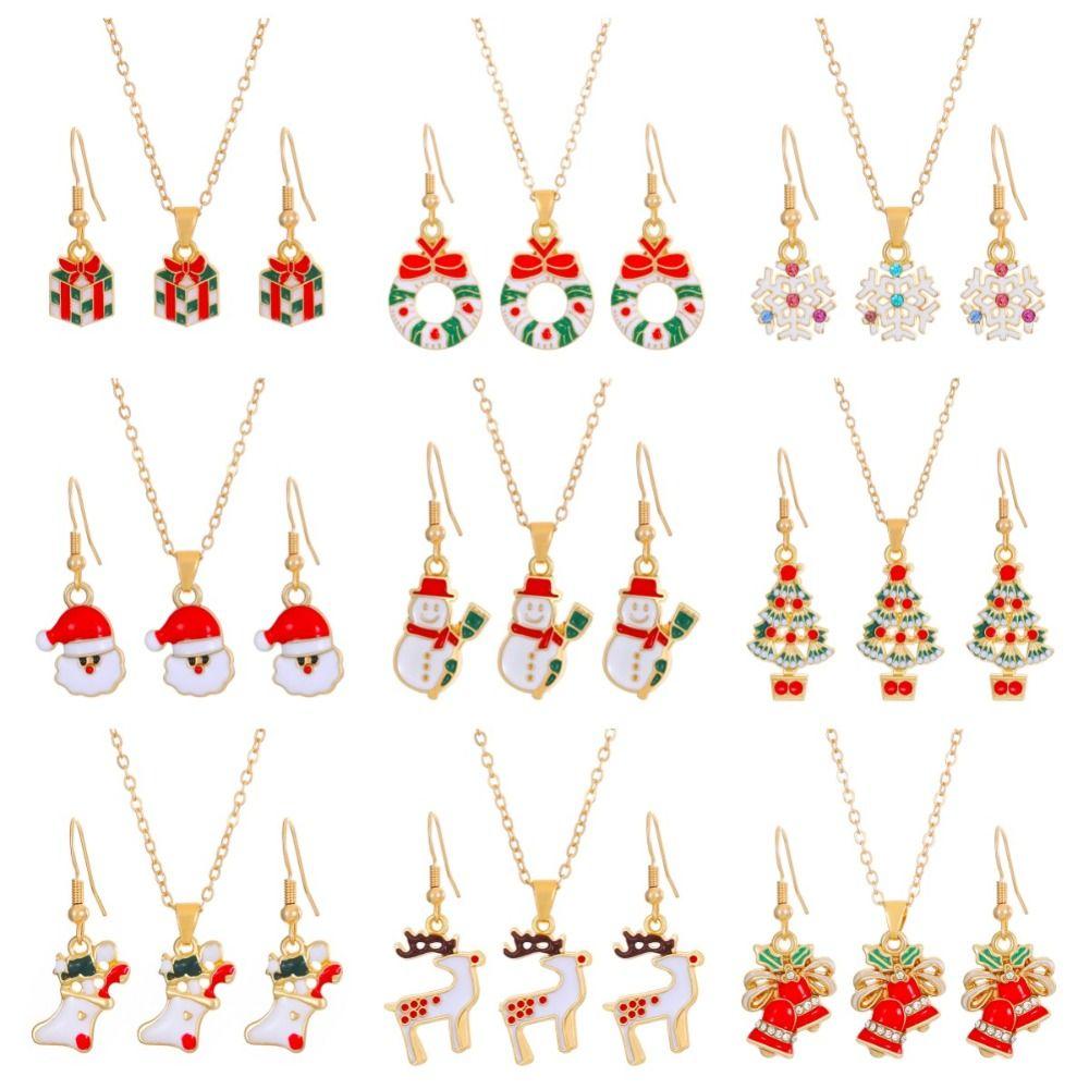 Christmas Tree Christmas  Jewelry Set Santa Xmas Dangle Earring Vintage   Gift