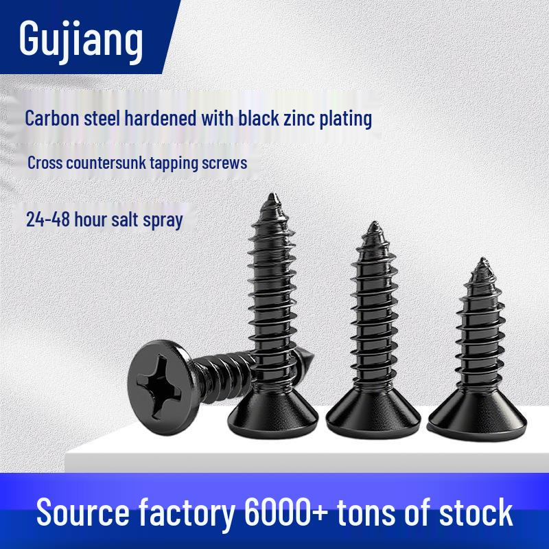 

KA Hardened Black Zinc Plated Carbon Steel Flat Head Wood Screws M2-M6, YB846. M2*4 (500 pcs)