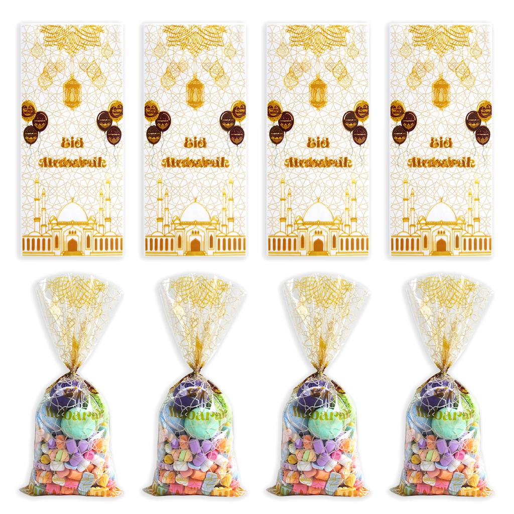 50pcs Ramadan Kareem Gift Bags Eid Mubarak Plastic Candy Cookie Bag 2025 Islamic Muslim Party Decor Eid Al-fitr Ramadan gifts