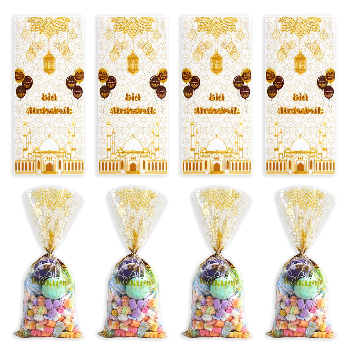 

50pcs Ramadan Kareem Gift Bags Eid Mubarak Plastic Candy Cookie Bag 2025 Islamic Muslim Party Decor Eid Al-fitr Ramadan gifts 27x13cm