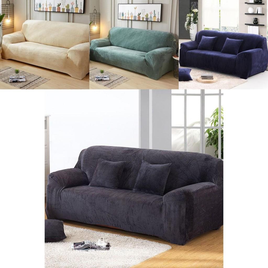 Fit Easy Sofa Slipcover Stretch Protector Soft Cover Thick Plush Velvet Seat 14