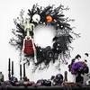 1PC HALLOWEEN wreath Simulated Skull Halloween Haunted house horror party decoration Door hanging purple wreath and rattan ring