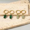 European Stainless Steel Earrings with Colorful Natural Stone Pendant - Women's Fashion Niche Design