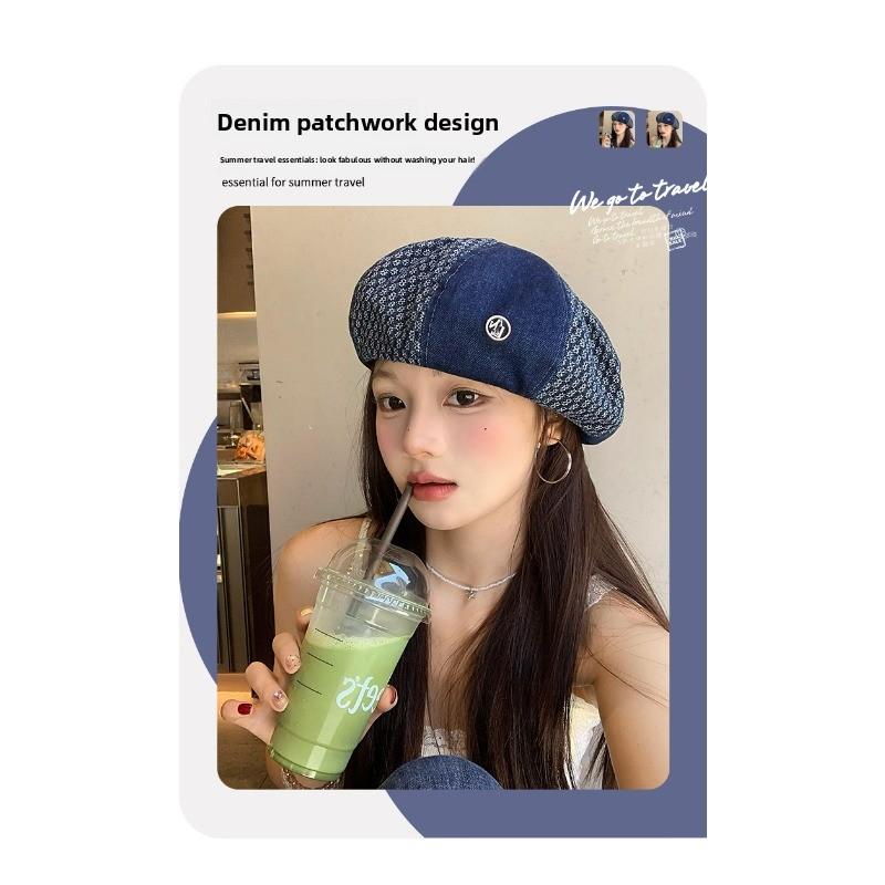 Retro Octagonal Hat, Women's Big Head Circumference Shows Their Face, Small Beret, Thin Breathable Casual Versatile Bud Hat