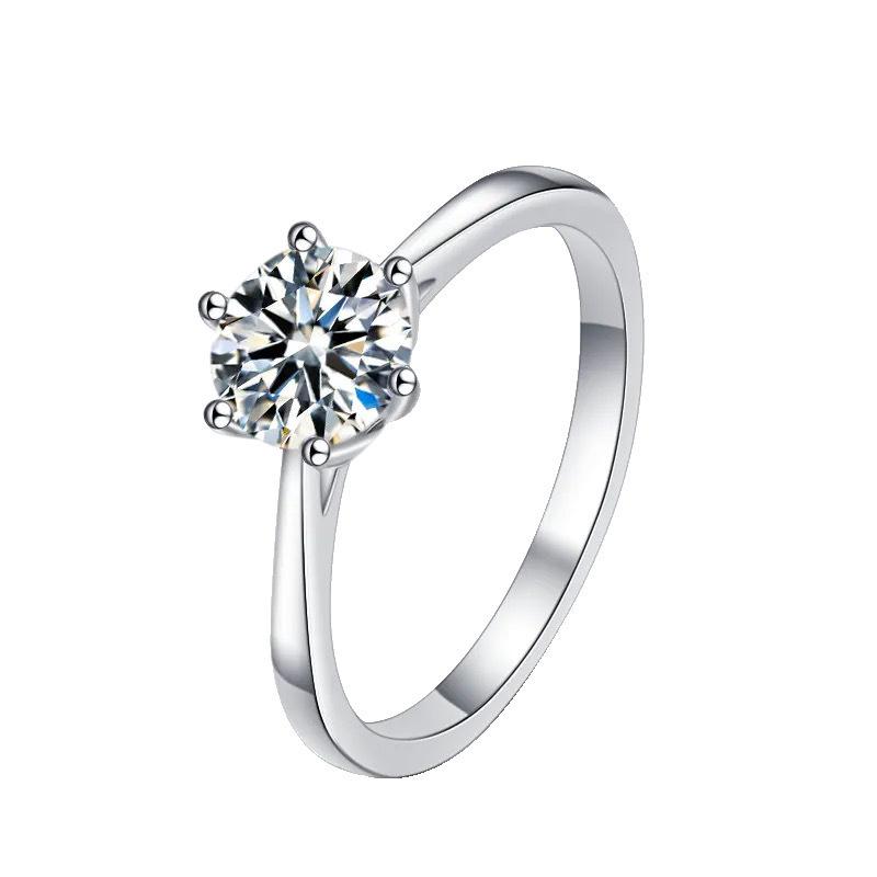 PT950 White Gold Classic Six Claws Moissanite Diamond Ring with the Same Platinum Carat Moissanite Diamond Ring Luxury Simple