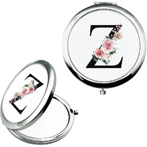 Monogram Compact Mirror, Personalized Gifts for Women and Girls, Small Pocket Mirror, Personalized Compact Mirrors for Girls, Sister, Wife, Mothers, Z
