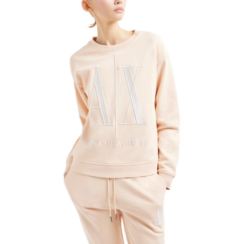 Armani Exchange SS24 Buchstabendruck Rundhals Langarm Sweatshirt Damen Sweatshirt Hellrosa 8NYM02-YJ68Z-14BD