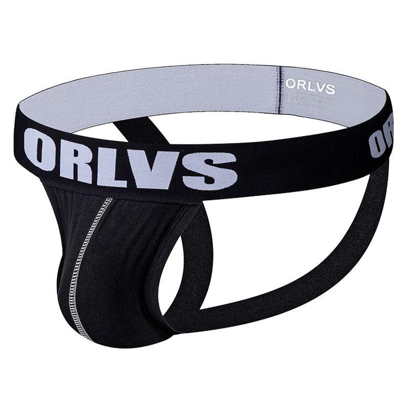 ORLVS Men's Low-Rise Breathable Cotton Thong, Double Thong Design, OR131