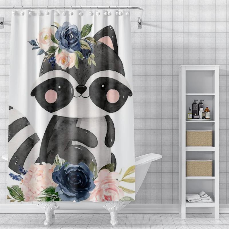 Panda Rabbit, Cat, Lion, Animal Shower Curtain Waterproof Cloth Bathroom Curtain Anime Animal Style Modern Shower Curtain