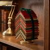 Vintage Hardcover Book Stack Figurine Stacked Christmas Tree Tabletop Decor, Resin Page Ornament for Home Creative Literature Themed Xmas Gift Office