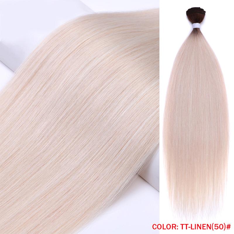 Heat Resistant Premium Organic Bio Protein Fiber Ombre Blonde Weave Bone Straight Hair Bundles Weft Synthetic Hair Extensions
