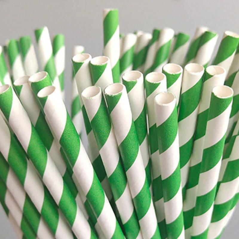 Paper Straws - Striped Straws In 16 Colors, Friendly - Non-Soggy Paper Straws