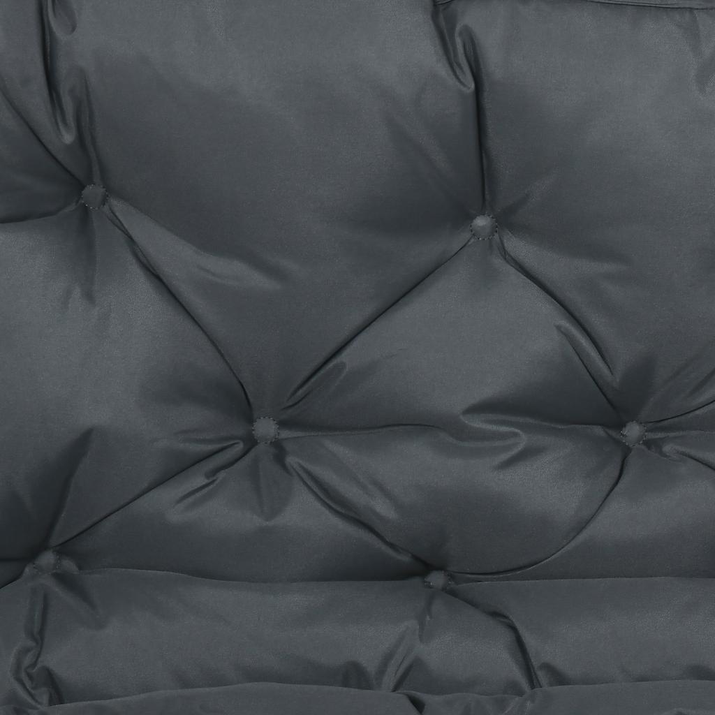 2 Seater Bench Cushion, Garden Chair Cushion with Back and Ties for Indoor and Outdoor Use, 98 X 100 Cm, Dark Grey