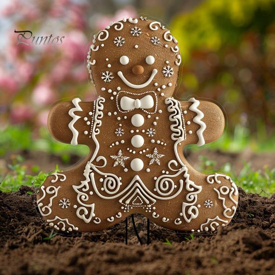 Christmas Outdoor Yard Decoration Gingerbread Man Garden Stake, Acrylic Cute Holiday Lawn Art 2D Flat for Patio Decor Durable Stake