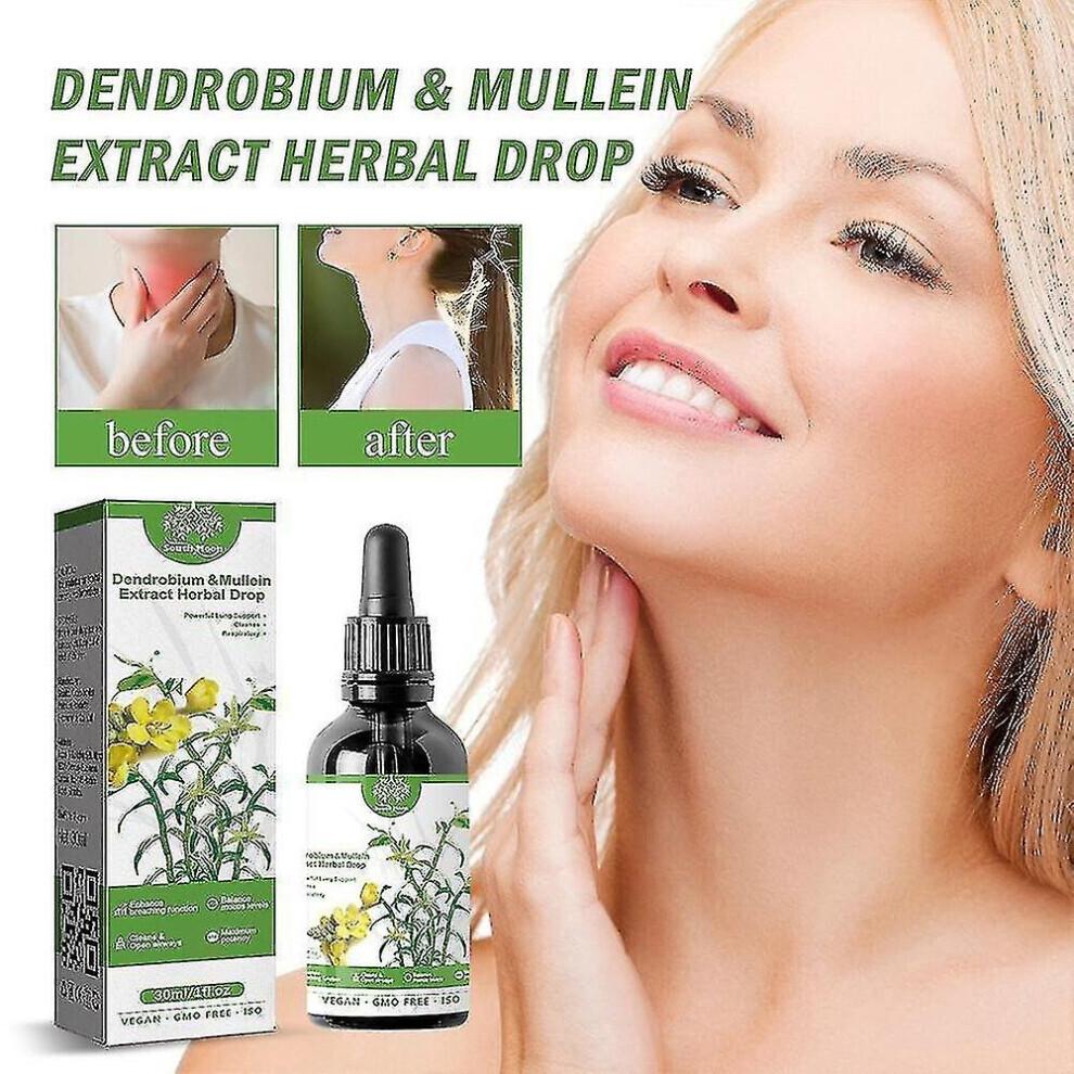 Extract de Lumânărică Dendrobium Picături pentru Curățarea Plămânilor - Suport Herbal Respirator, Calmant Natural pentru Gât, Sticluță cu Pipetă Portabilă