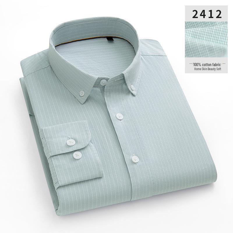 Men's Japanese Plaid Long-Sleeve Cotton Oxford Shirt: Casual, Versatile, Breathable, Light Luxury