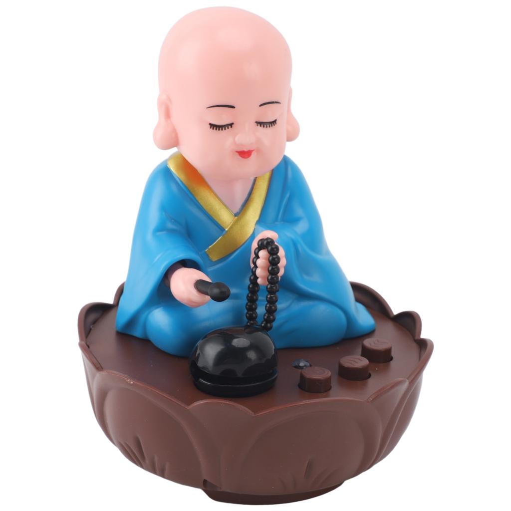 Musical Nodding Monk Figurine Decoration Moving Head Buddha Statue with USB Charging Cable Blue