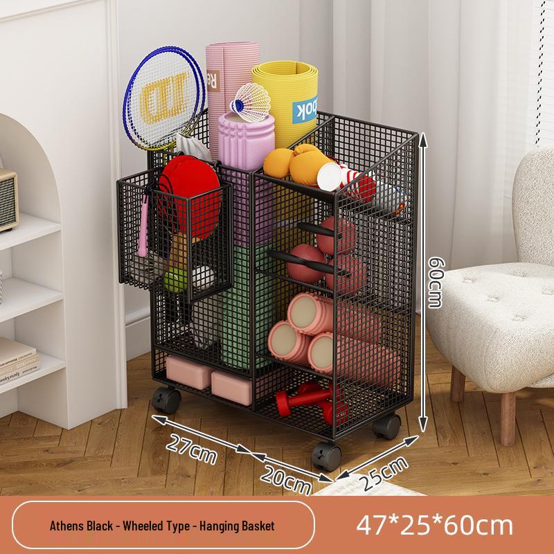 Estante de Chão para Armazenamento de Basquete e Prateleira de Brinquedos para Equipamentos Esportivos e Tapetes de Yoga