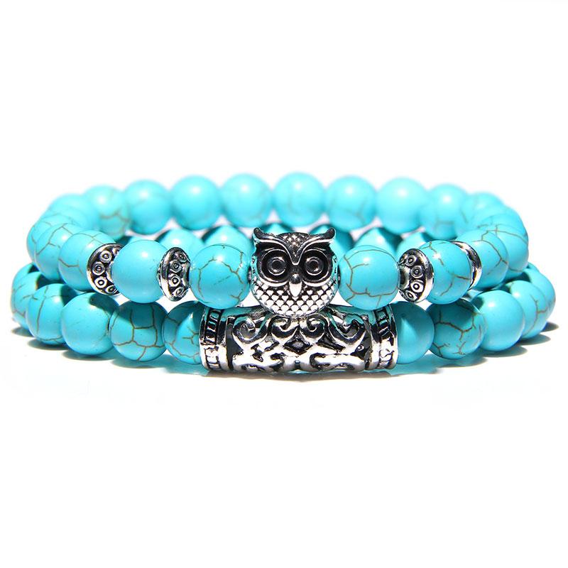 New Blue Turquoises Stone Bracelet Fashion Bohemian Green Blue Turquois Charm Bangle Handmade Healing Energy Jewelry Gift