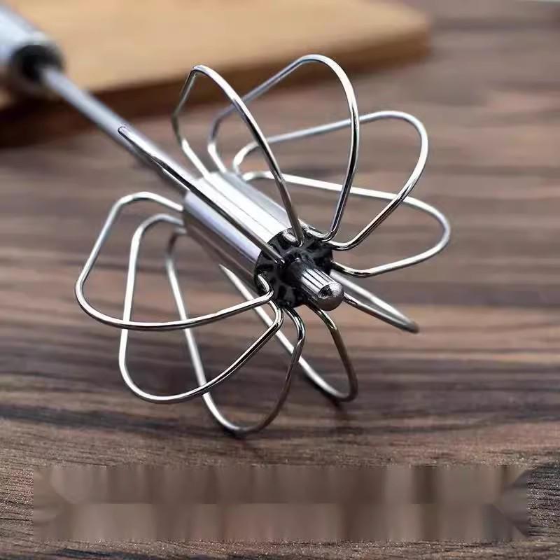 Stainless Steel Handheld Semi-Automatic Egg Beater Whisk