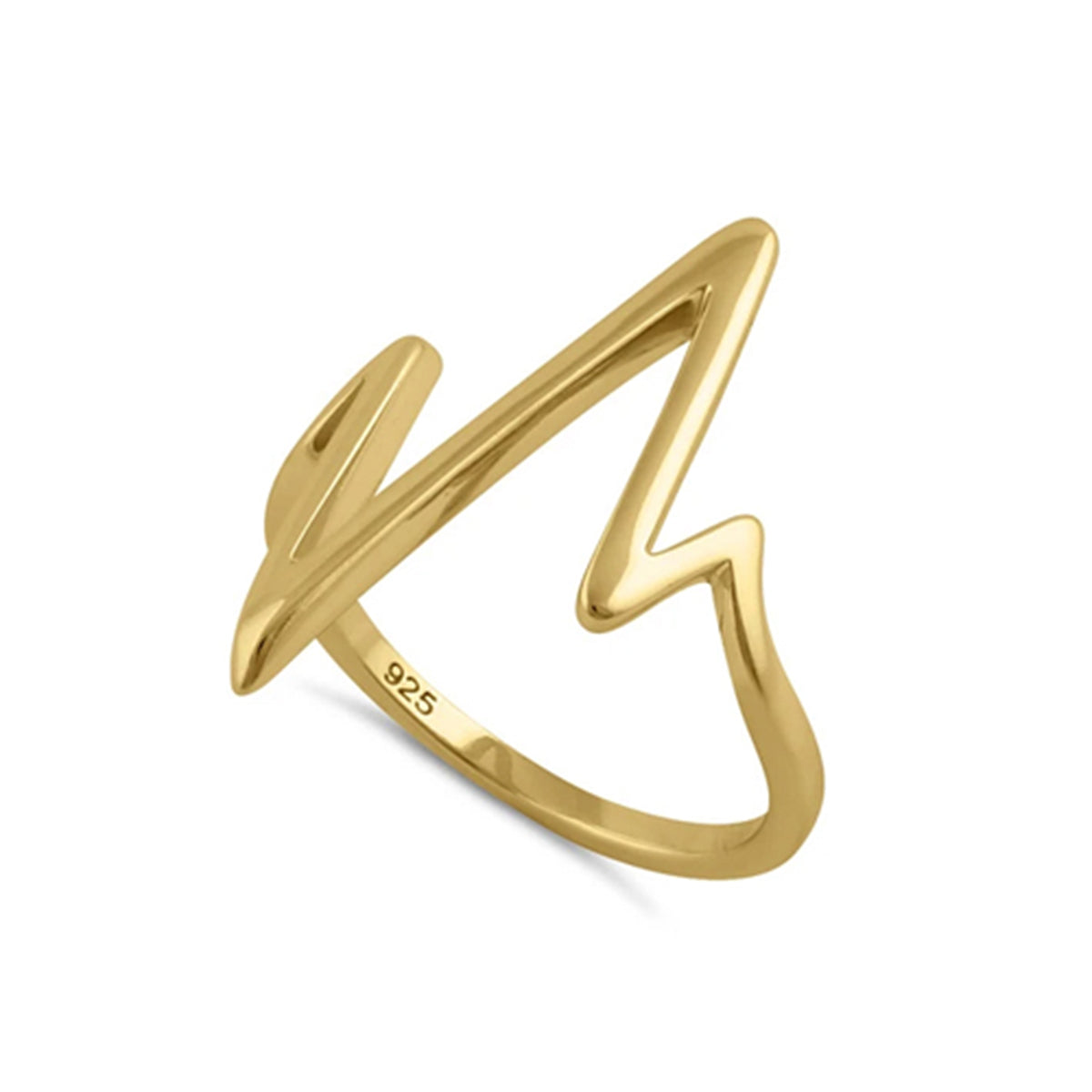 

925 Sterling Silver Gold Vermeil Heart Lifeline Women Ring 6 жовтий
