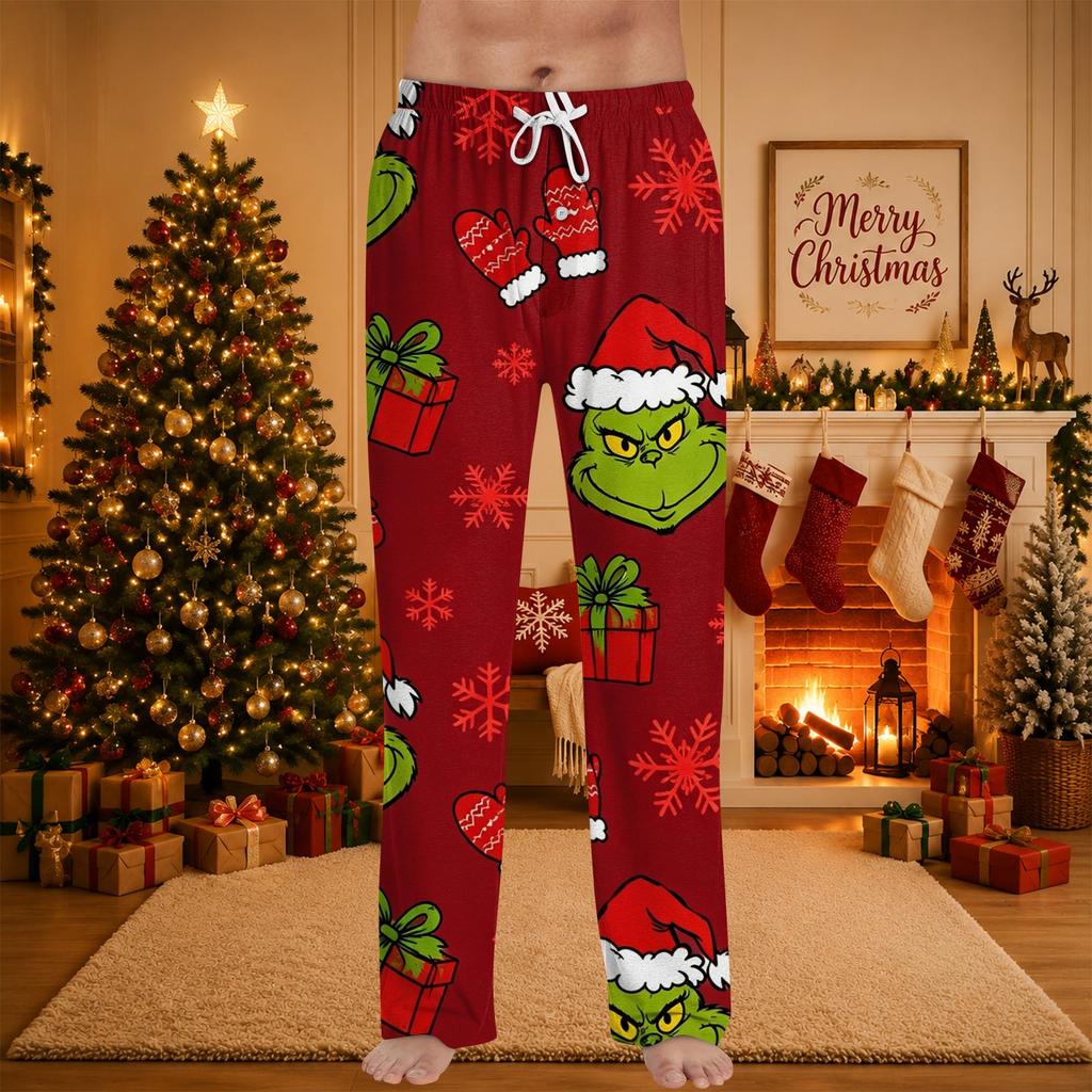 Herren Weihnachts-Print Schlafhose