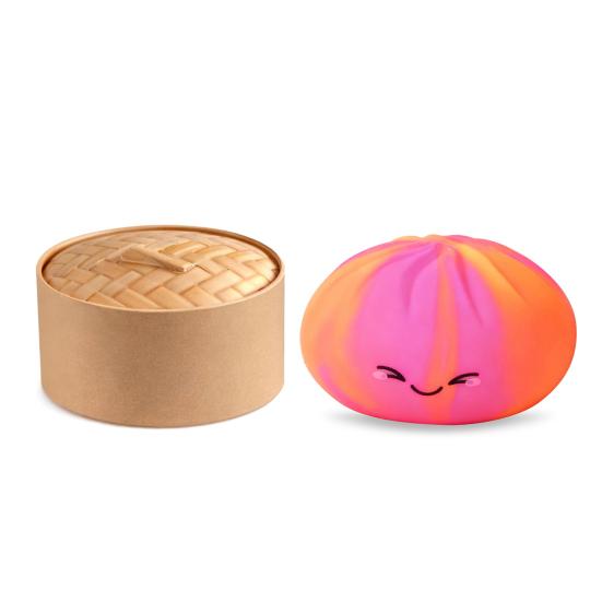 Smiling Steamed Bun Stress Ball Anti-Anxiety Cartoon Dumpling Squeeze Toy Soft Simulated Dough Ball Fidget Sensory Toy
