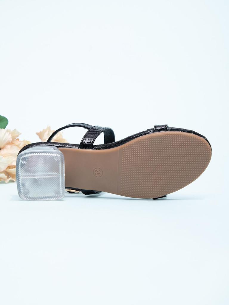 2025 Stylish Girls' One-Strap Crystal Heeled Sandals - Simple & Comfortable Patchwork Design