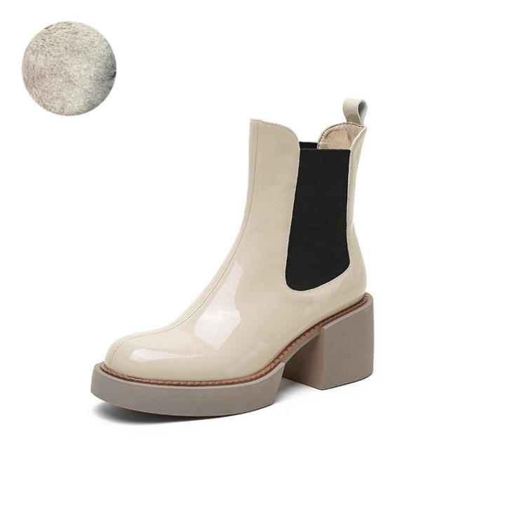 Fashion HOT SALE Women Boots Patent Leather Shoes for Women Round Toe Chunky Boots Platform Shoes Winter Modern Boots Women Punk Shoes