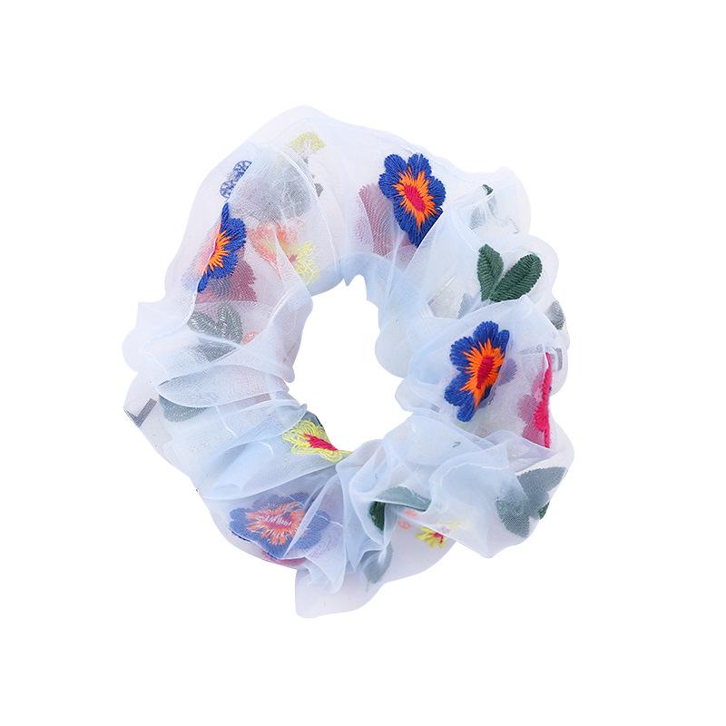 Korean Style Flower Embroidery Scrunchies - 2020 Cute Women's Hair Accessories