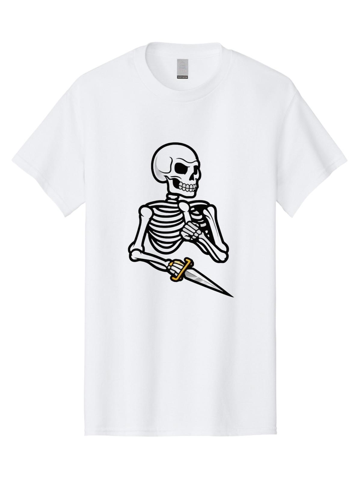 Skeleton-With-Dagger-1 Mens Graphic Tee, 100% Cotton, Casual Summer Wear S разноцветный
