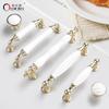 Oukali Classical Furniture Cabinet Handle Kitchen Drawer Ceramic White Handle Wardrobe Zinc Pull Handles