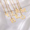 Elegant Initial Letter Stainless Steel Necklace Women Gold Color Alphabet Pendant Necklaces Vintage Waterproof Zircon Gifts