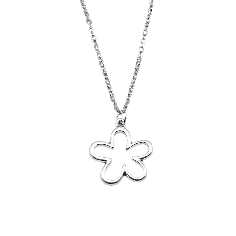 Vintage Rose Flower Charm Necklace Tree Of Life Pendant Antique Jewelry 43cm Chain