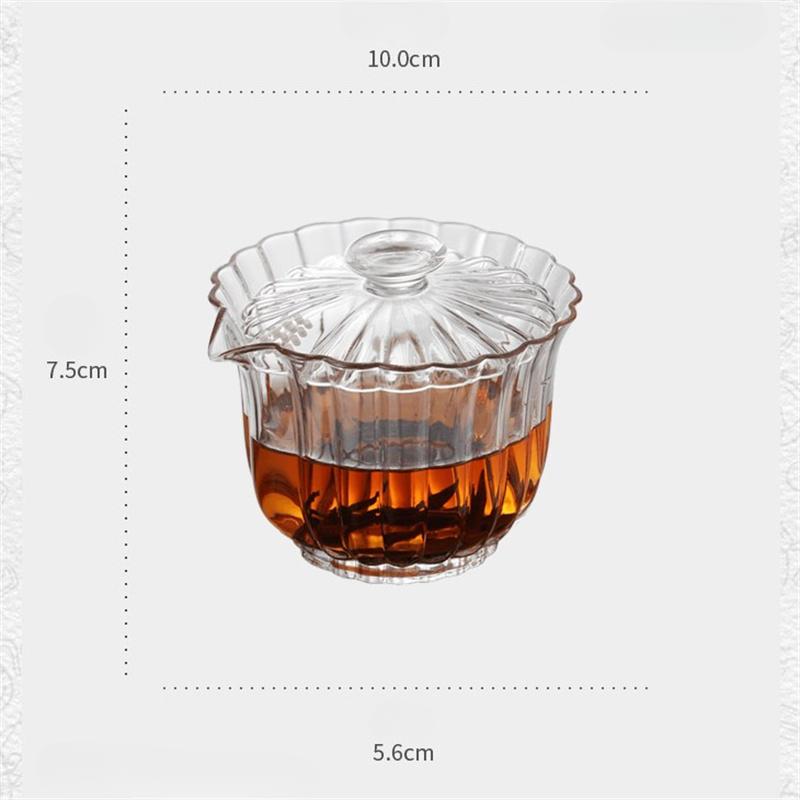 Sunflower Glass Cover Bowl Thickened High Borosilicate Glass Puer Tea Bowl High-end Light Luxury Kung Fu Tea Set Accessorie New