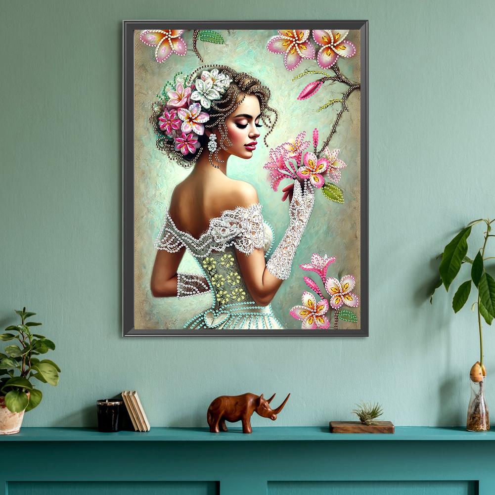 Částečně speciální tvarovaný vrták 5D DIY sada na diamantové malování Elegantní luxusní žena 30*40cm Ruční výroba Kreativní domácí umělecká dekorace