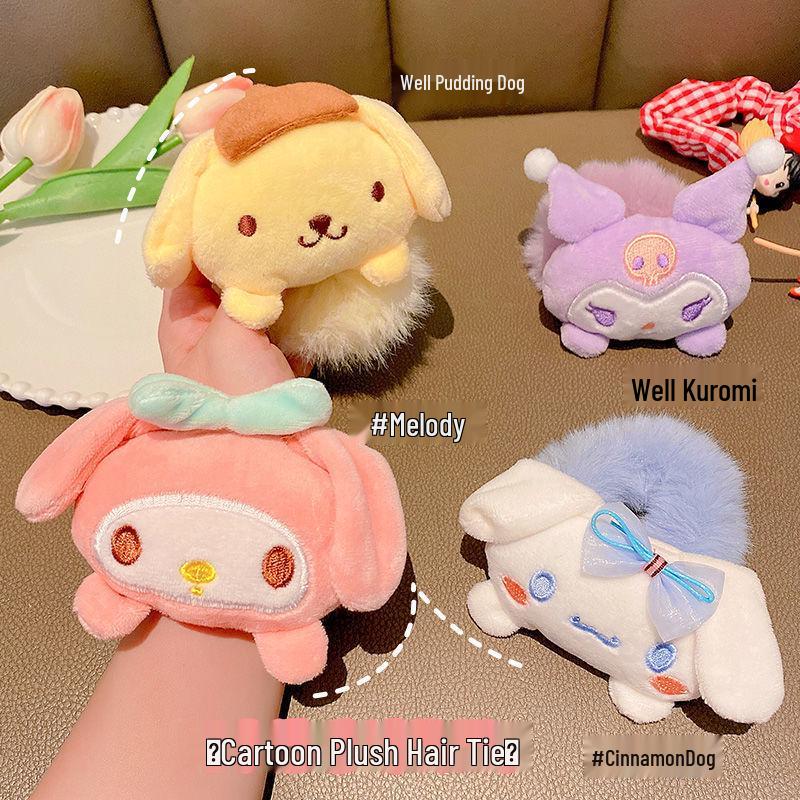 Sanrio Cinnamoroll, Melody & Kuromi Cute Plush Hair Ties for Kids