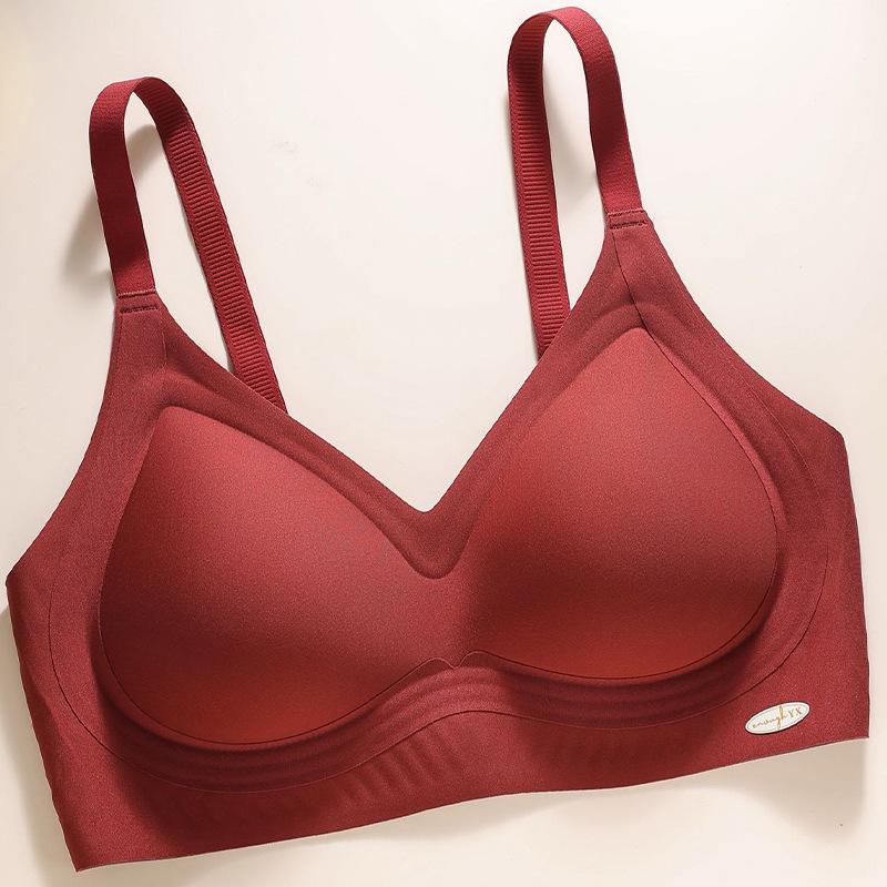 Traceless steel rim underwear women's jelly glue vest, pull and close secondary breasts, small breasts gather and show large fixed cup bra cover