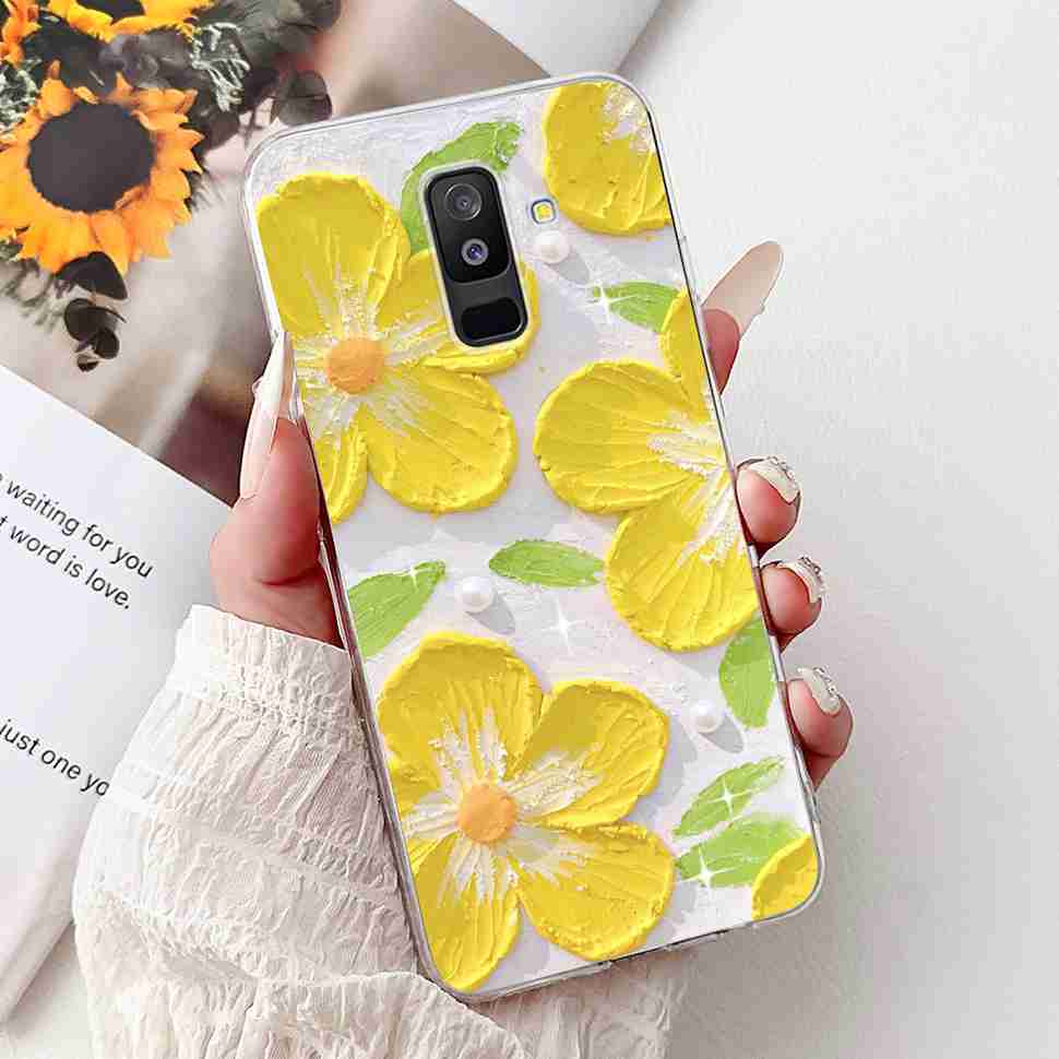 For Samsung Galaxy A6+ 2018 6.0" Case SM-A605FN Cartoon Cat Soft Silicone Cover For Samsung A6+ A6 Plus 2018 New Flower Bumper