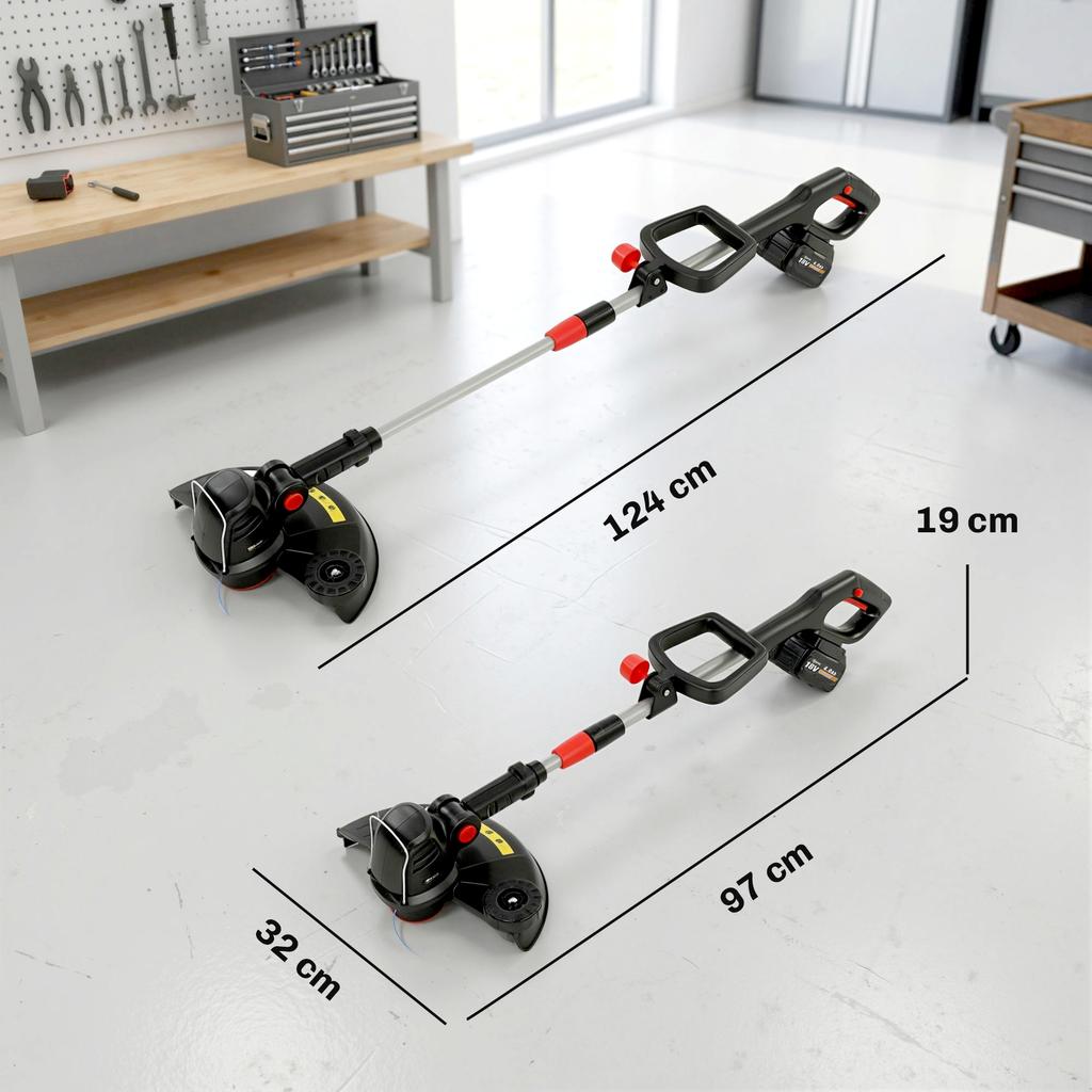 Cordless Grass Trimmer 2-in-1 Brush Cutter with 30 cm Cutting Width