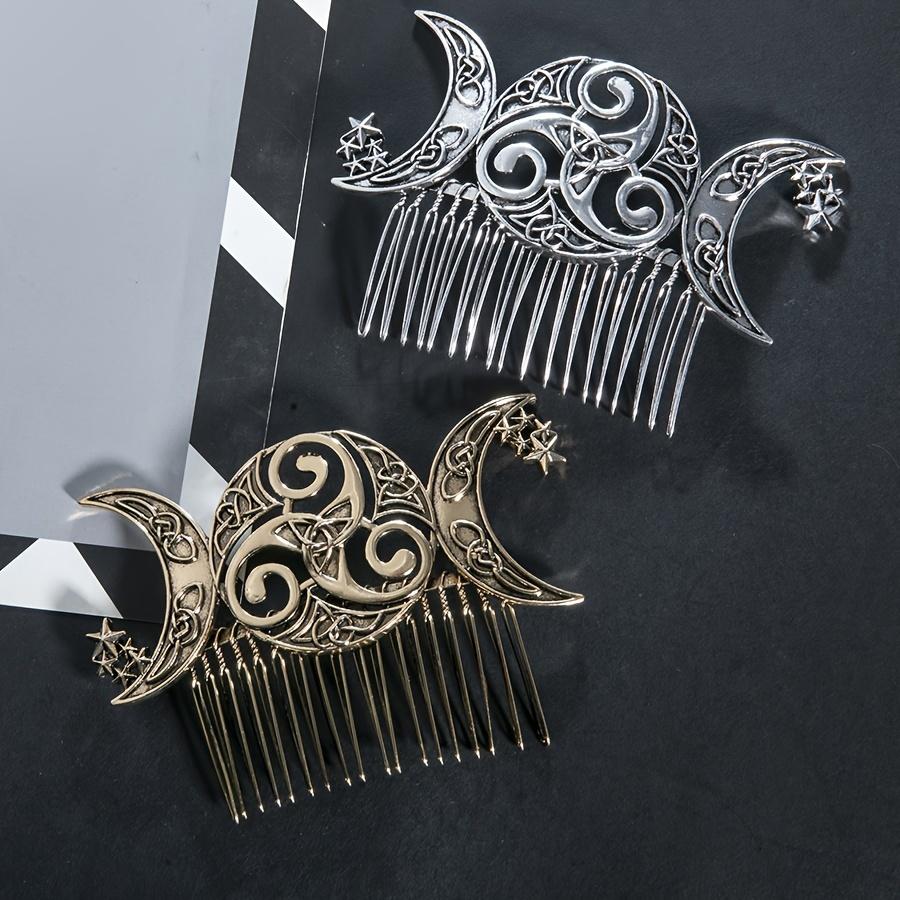 1pc of Vintage Dark Style Metal Double Moon Hair Comb Hair Accessory