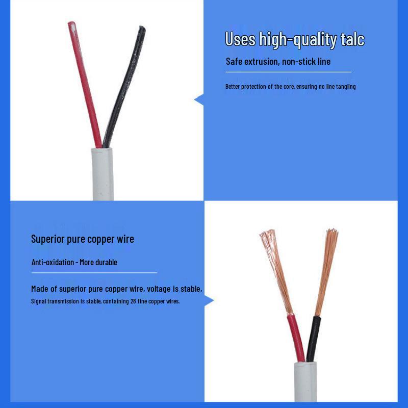 2464 2-adriges reines Kupferkabel AWG mit PVC-Mantel (Größen: 28/26/24/22/20/18)