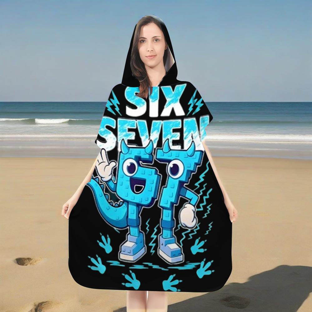 1 Stück Pixel-Stil 67 Strandtuch Bademantel Strandtuch, Flachdruck, Street Fashion Design, Leicht Weich Schnelltrocknend Sand