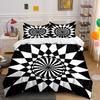 Geometric Black And White Pattern Decor Exquisite Three-Piece Bedding Set Gift For Kids And Adults