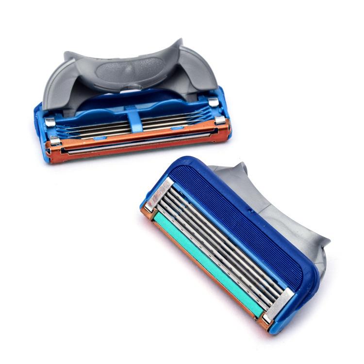 Premium Men's 5-Layer Blue Razor with Manual Blade Head
