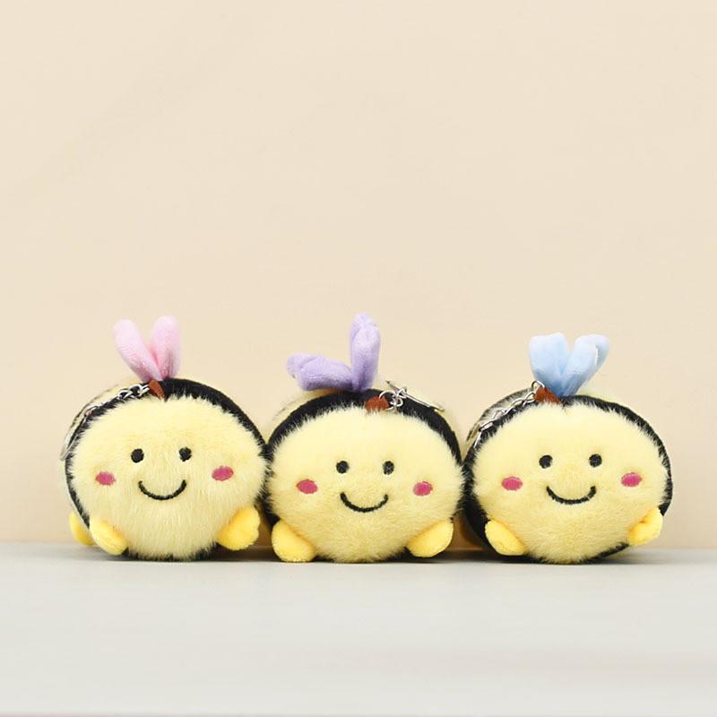 Adorable Bee Plush Doll Keyring With Short Pile Fabric For Kids And Collectors