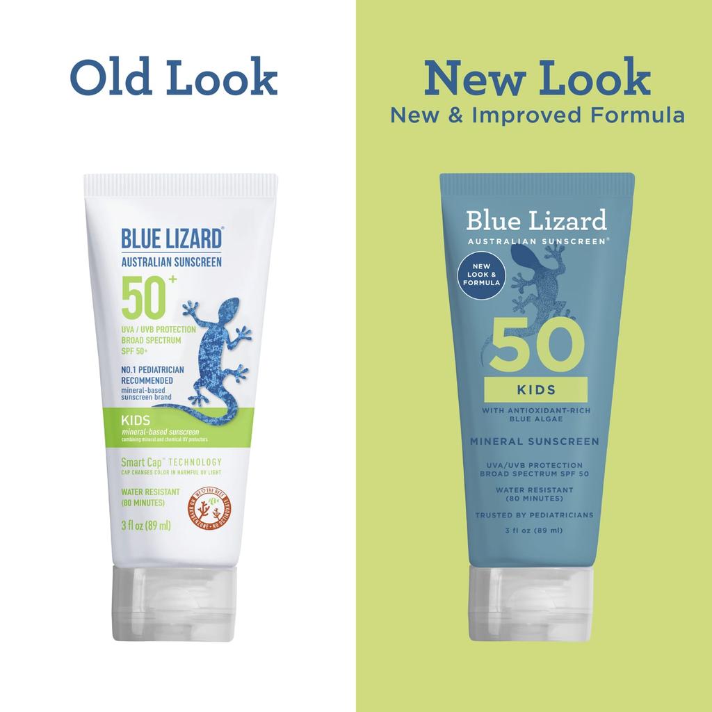 Blue Lizard Australische Sonnencreme, Mineralische Sonnencreme für Kinder, LSF 50, 89 ml (3 fl oz)