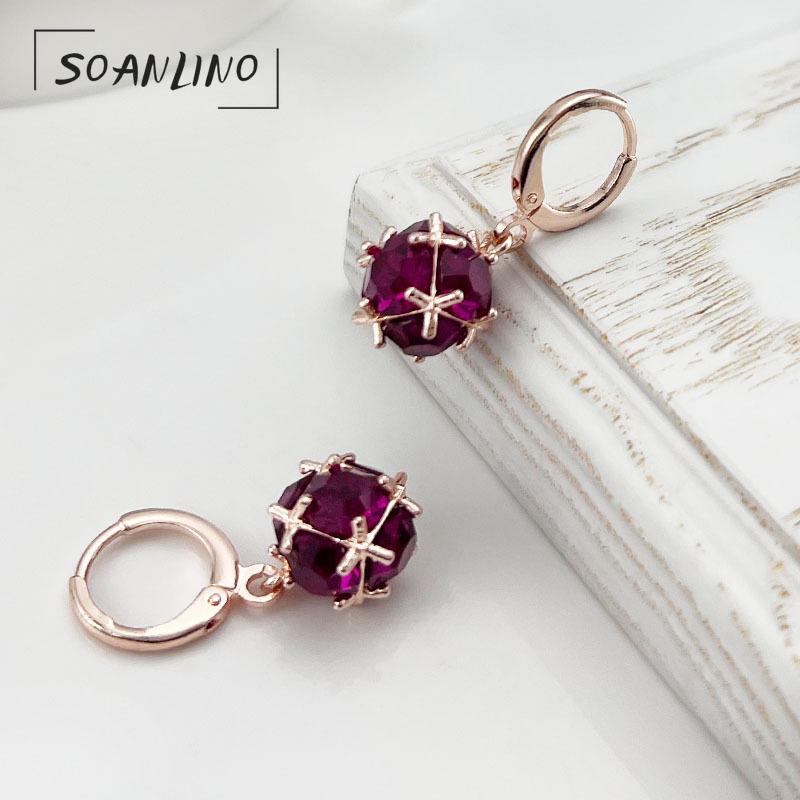 

SOANLINO Серьги с цирконом Розово-красные ювелирные серьги с цирконом