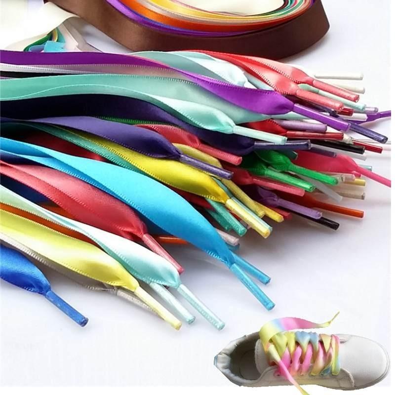 Ribbon Polyester Double Satin Wide Flat Shoelace Candy Color Fashion Various